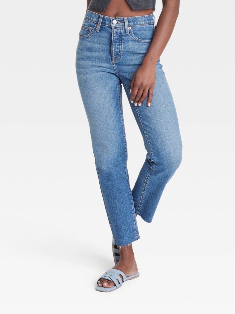NWT 00 Mid Rise 80s Slim Medium Wash Button Fly Denim Jeans‎ Universal Thread